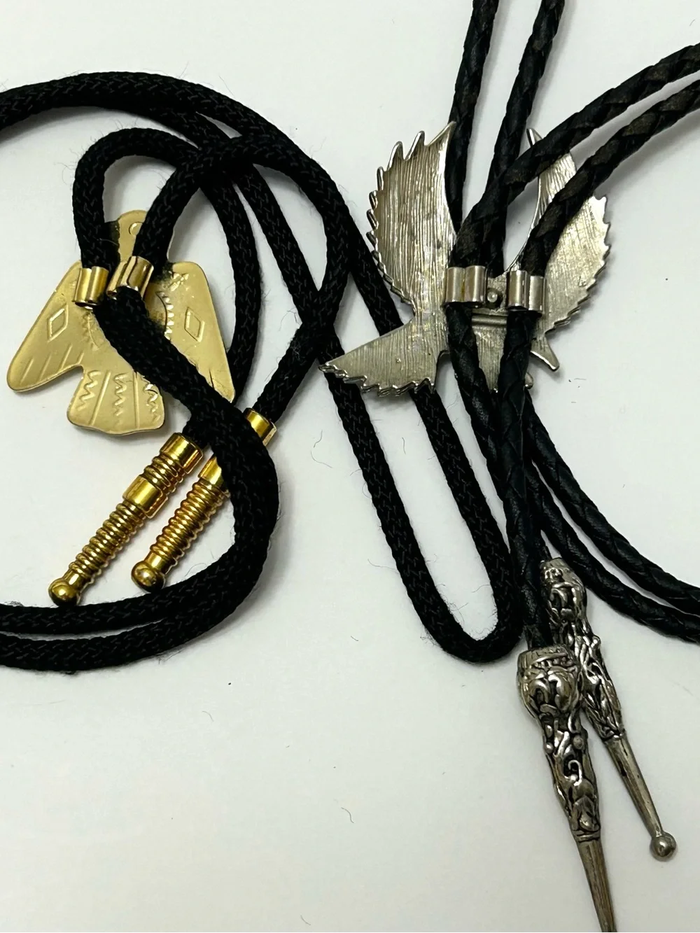 Lot of 2 Western Bolo Tie Eagle with Blue and Red Inlay & Thunderbird